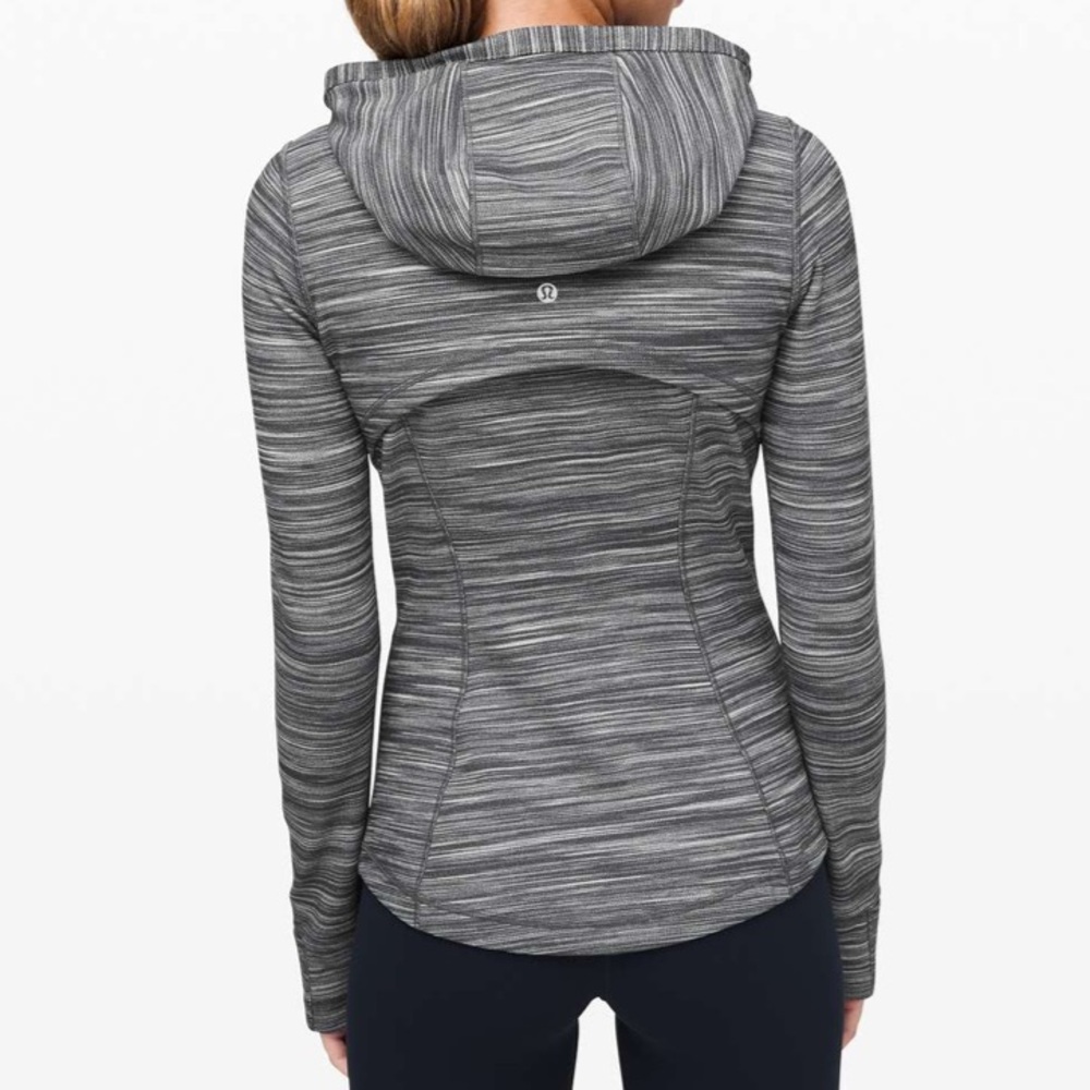 Lululemon Hooded Define Jacket Nulu Heathered Black Grey size 6